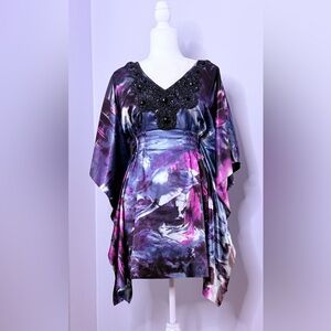 2B Bebe Purple and Black Mini Dress with Embellished Neckline